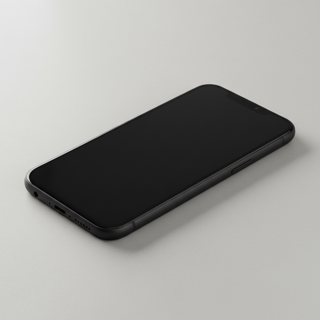 A blank screen smartphone on a plain background, realistic style, no branding